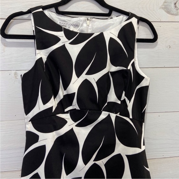 Maggy London size 4 black & white sleeveless dress - Picture 3 of 3